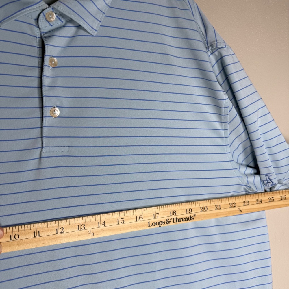 Peter Millar Summer Comfort Mens XL Blue Striped Performance Polo Golf Shirt - Picture 3 of 6